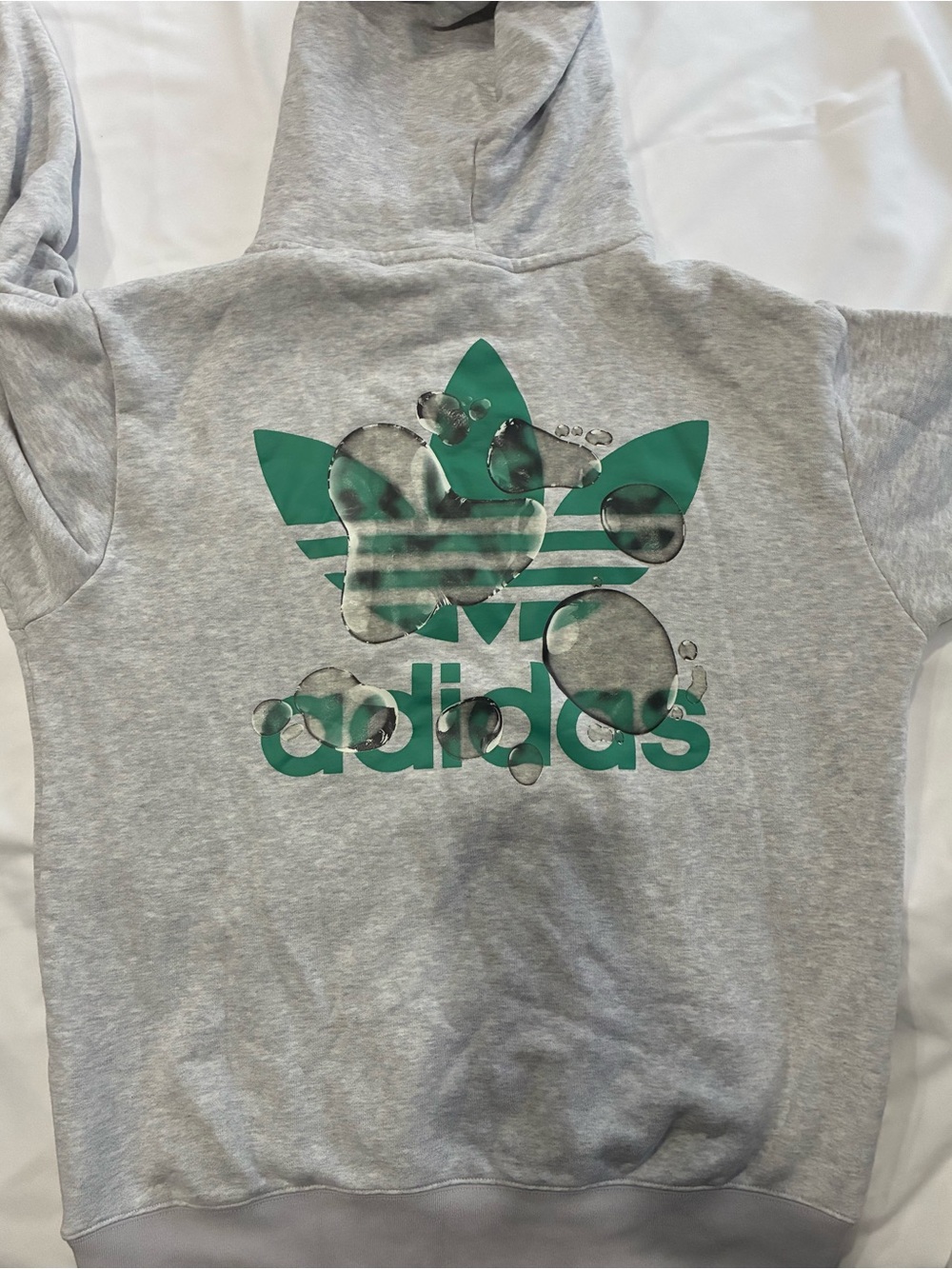 adidas Gray Hoodie with Green Trefoil Logo